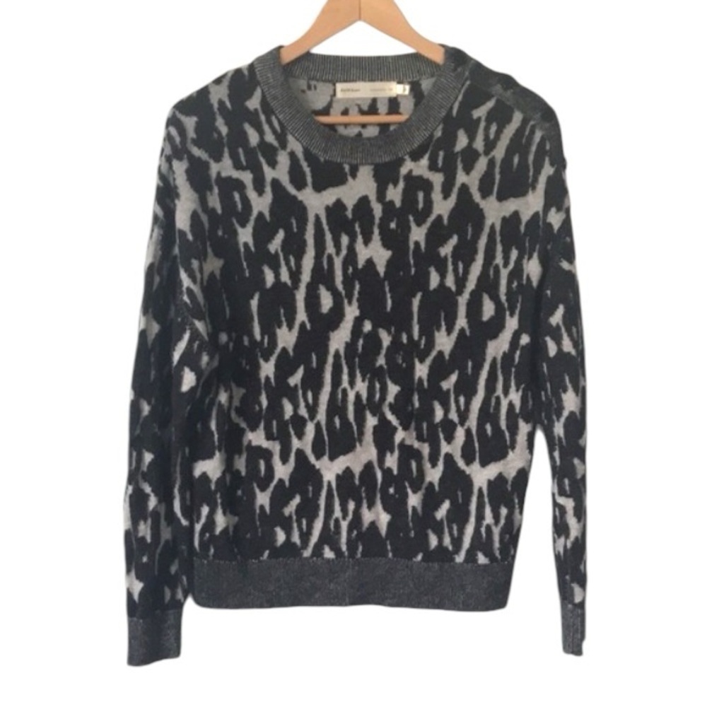 InWear cheetah print wool blend pullover sweater black gray sz Medium